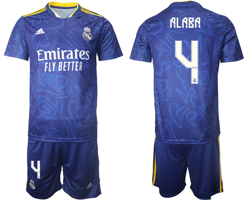 Men 2021-2022 Club Real Madrid away blue #4 Soccer Jerseys